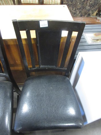 Image for (2) Wooden high top chairs with leather seats