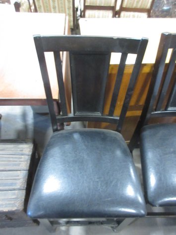 Image for (2) Wooden high top chairs with leather seats
