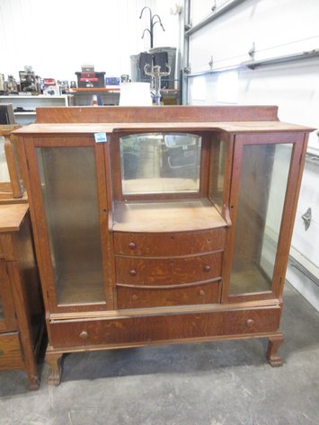 Image for Tiger Oak display cabinet with drawers