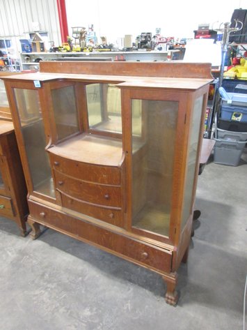 Image for Tiger Oak display cabinet with drawers