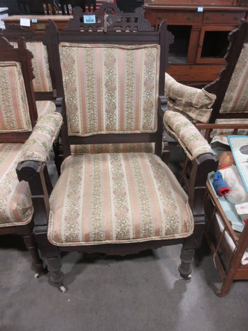 Image for (2) Vintage wooden chairs with upholstery