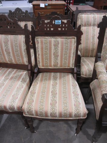 Image for (4) Vintage wooden chairs with upholstery