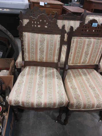 Image for (4) Vintage wooden chairs with upholstery