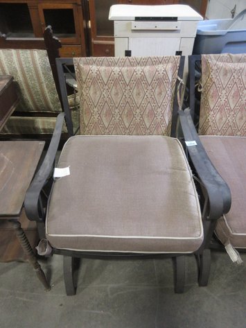 Image for (2) Metal patio chairs with cushions