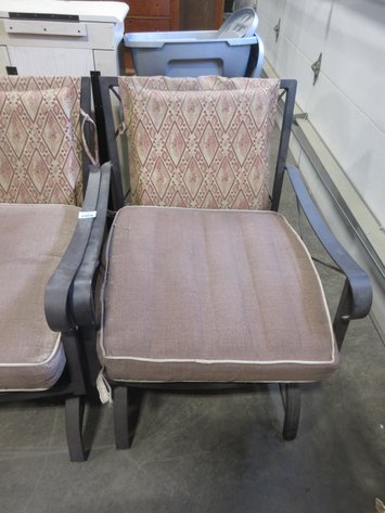 Image for (2) Metal patio chairs with cushions