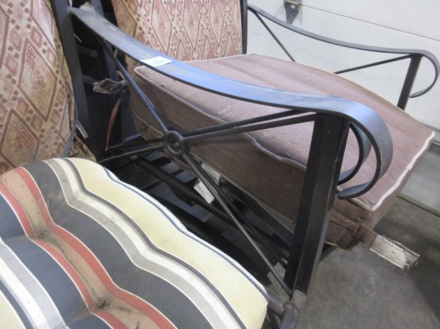 Image for (2) Metal patio chairs with cushions
