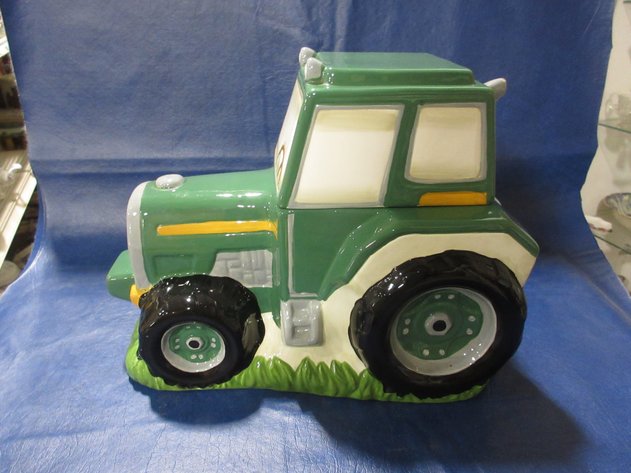 Image for Ceramic John Deere tractor cookie jar