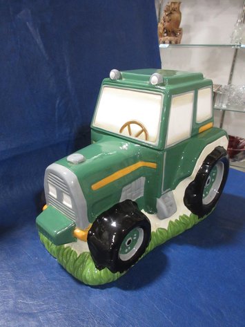 Image for Ceramic John Deere tractor cookie jar