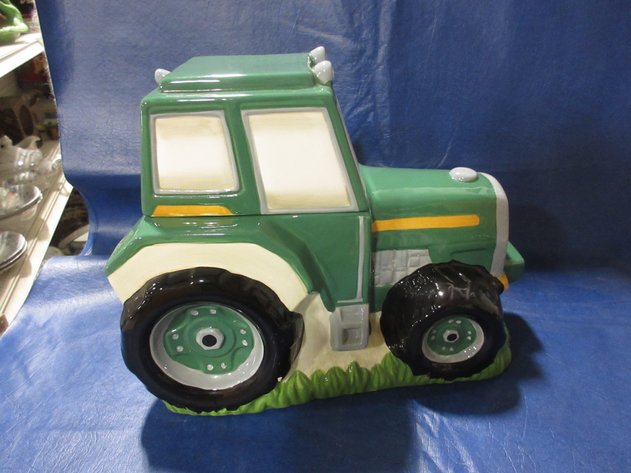 Image for Ceramic John Deere tractor cookie jar