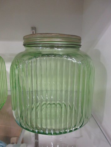 Image for Green glass kitchen jar with lid