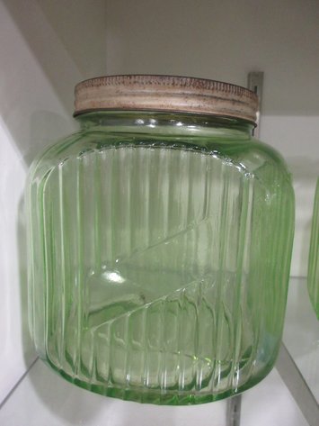 Image for Green glass kitchen jar with lid