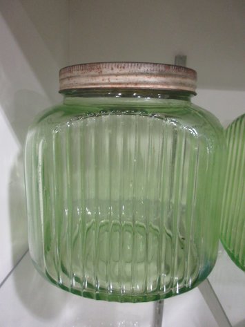 Image for Green glass kitchen jar with lid