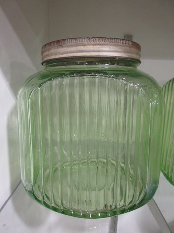 Image for Green glass kitchen jar with lid