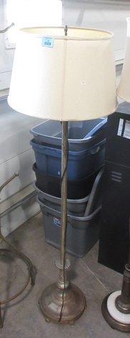 Image for Cast metal floor lamp with barrel shade