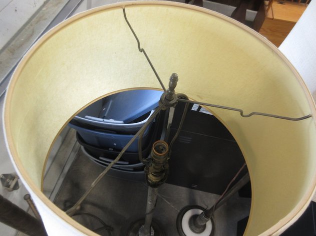 Image for Cast metal floor lamp with barrel shade
