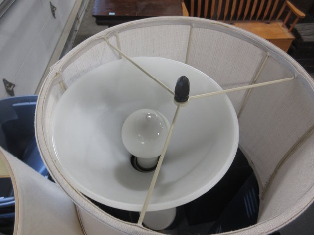 Image for Cast metal floor lamp with barrel shade