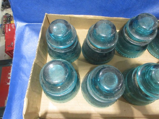 Image for (8) Blue glass insulators