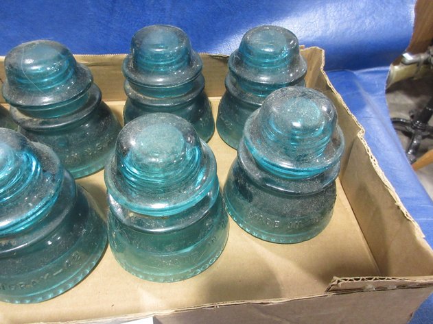 Image for (8) Blue glass insulators