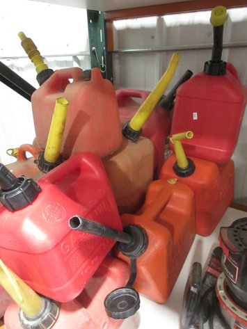 Image for Group of red plastic gas cans