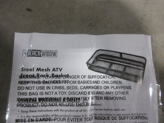 Image for Black Widow steel mesh ATV front back basket