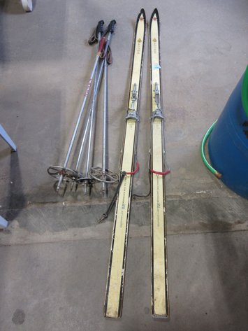 Image for Set of Aspen wooden skis with poles