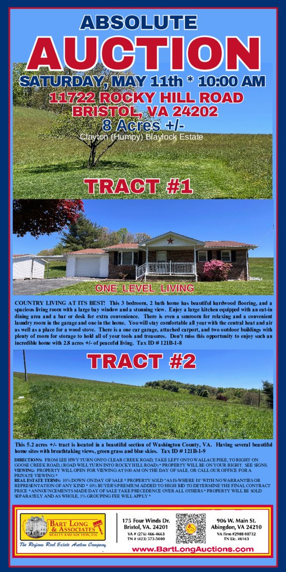 Image for 11722 ROCKY HILL ROAD  BRISTOL, VA 24202