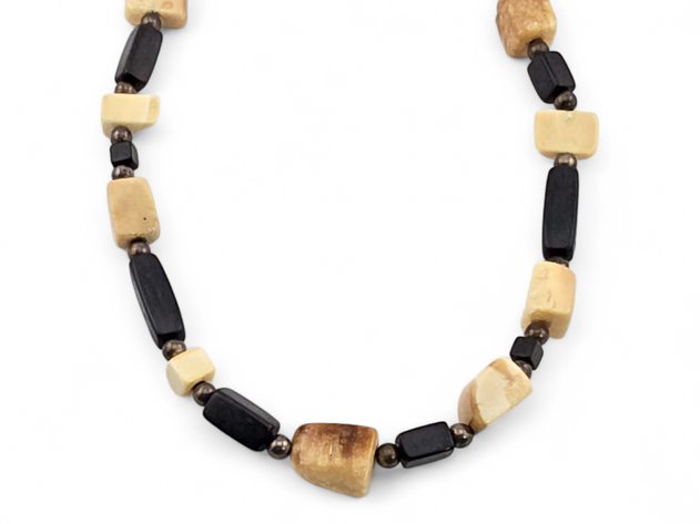 Walrus Ivory, Baleen & Sterling Silver Beaded Necklace
