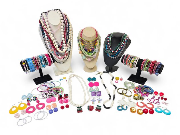 Colorful Beaded Necklaces, Bracelets, Earrings, Rings & Hair Clips