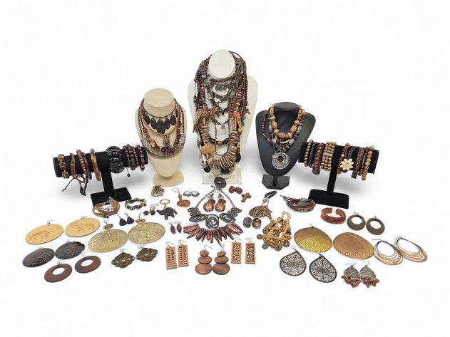 Metal, Wood & Shell Necklaces, Earrings, Bracelets & Keychains