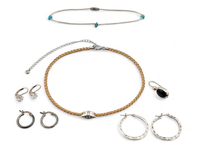 Sterling Silver Necklace, Bracelet, Earrings & More w/ Turquoise & Black Stones