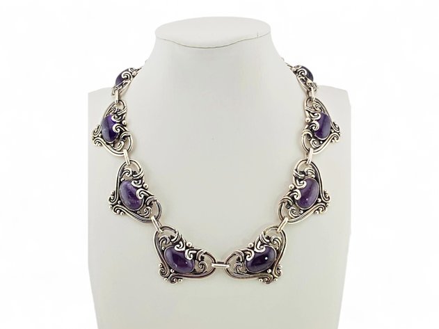Sterling Silver & Amethyst Statement Necklace