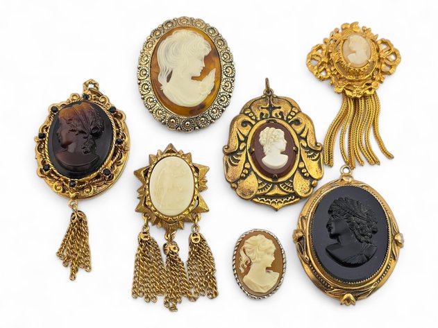 Antique-Style Cameo Pins & Brooches