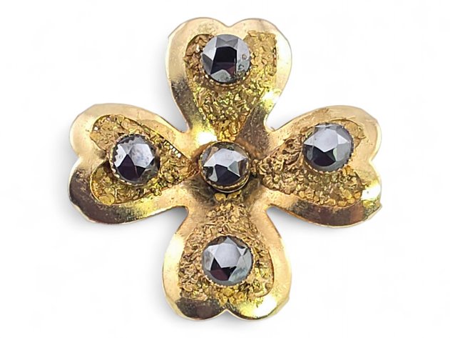 Gold Nugget & Hematite Brooch