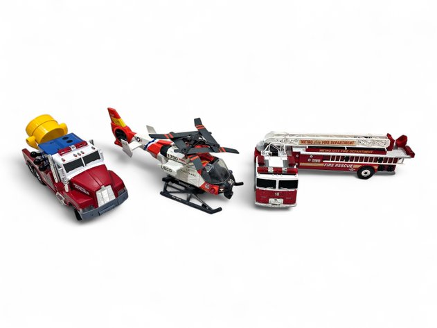 Tonka Searchlight Truck, Buddy Coast Guard Helicopter & Fire Department Truck