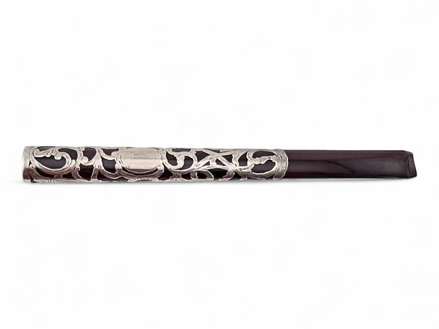 Art Deco Cigarette Holder w/ Sterling Silver Filigree Over Bakelite
