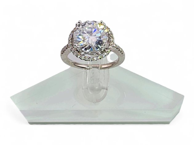 4.12 ct. Moissanite & Diamond Ring in 14k White Gold