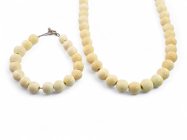 Walrus Ivory Beaded Necklace & Bracelet