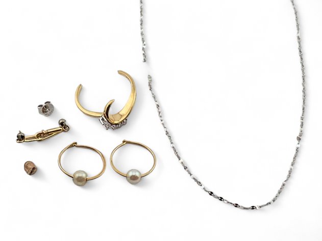 18k & 14k Gold Necklace, Ring, Earrings & More