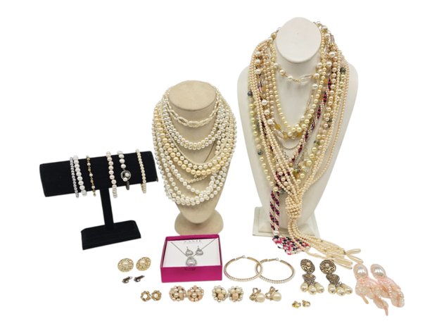 Faux Pearl Necklaces, Bracelets & Earrings
