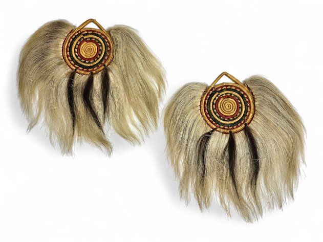 Women's Coiled Grass & Caribou Fur Yup'ik Dance Fans