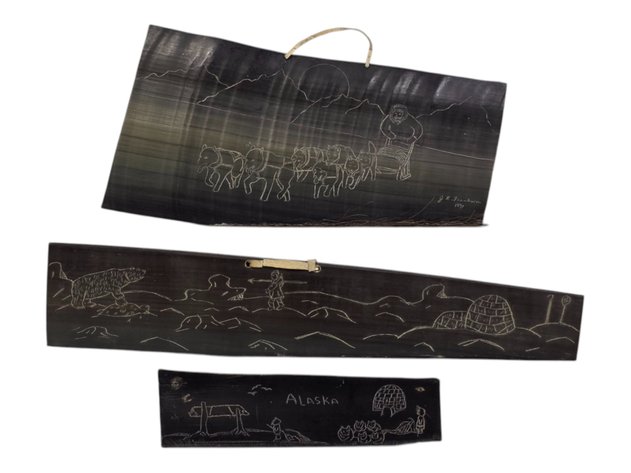Scrimshaw Baleen Wall Hangings - J. R. Frankson, Carlson Segevan & Esther Nashookpuk