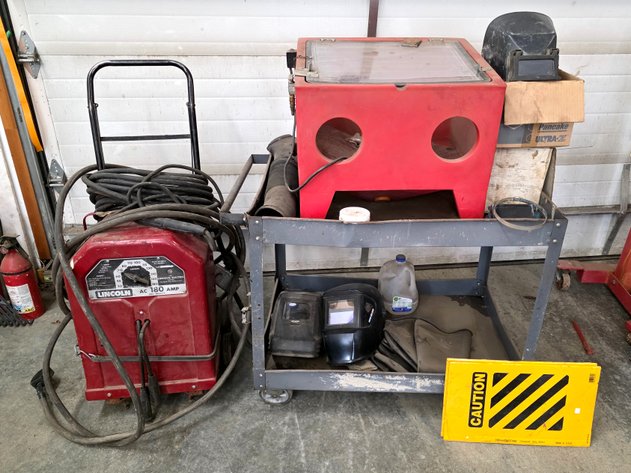 Lincoln AC Arc Welder, Sandblasting Cabinet, Welding Helmets & More