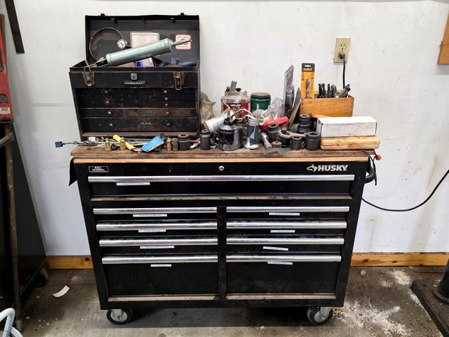 Husky Mobile Workbench & Penncraft Tool Chest w/ Wrenches, Sockets & More