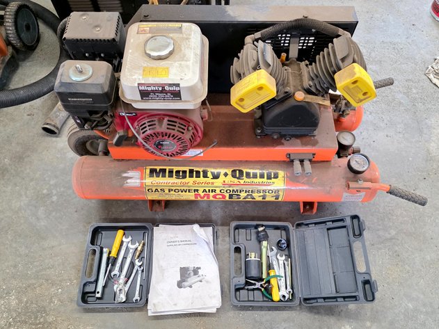 Mighty Quip Gas Air Compressor, Wrenches, Screwdrivers & More