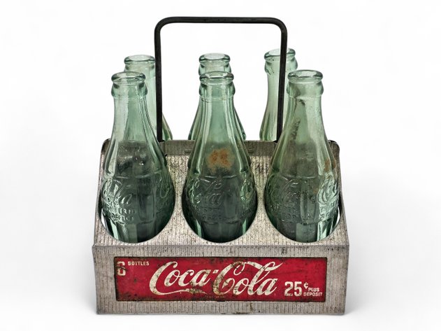 Metal Coca-Cola Carrier w/ Anchorage Bottles
