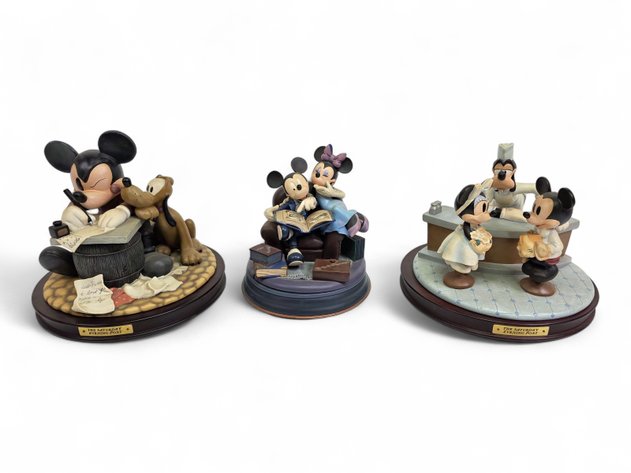 Norman Rockwell Inspired Mickey Mouse Figurines & Markita Figurine w/ Pin