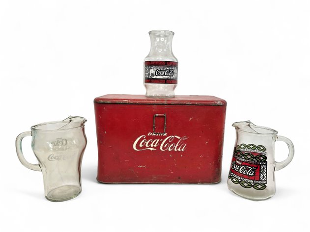 Coca-Cola Cooler w/ Coke Pitchers & Carafe
