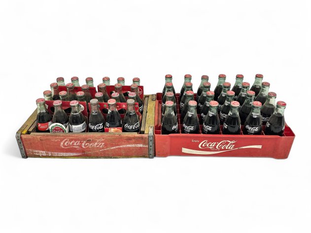 Coca-Cola Delivery Crates w/ 48x Full Glass Bottles