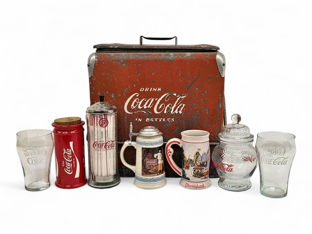 Coca-Cola Cooler, Coke Drinkware, Straw Dispenser & Disneyland Stein
