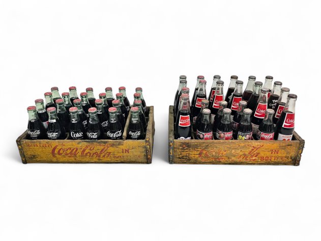 48x Commemorative & More Coca-Cola Bottles w/ Crates